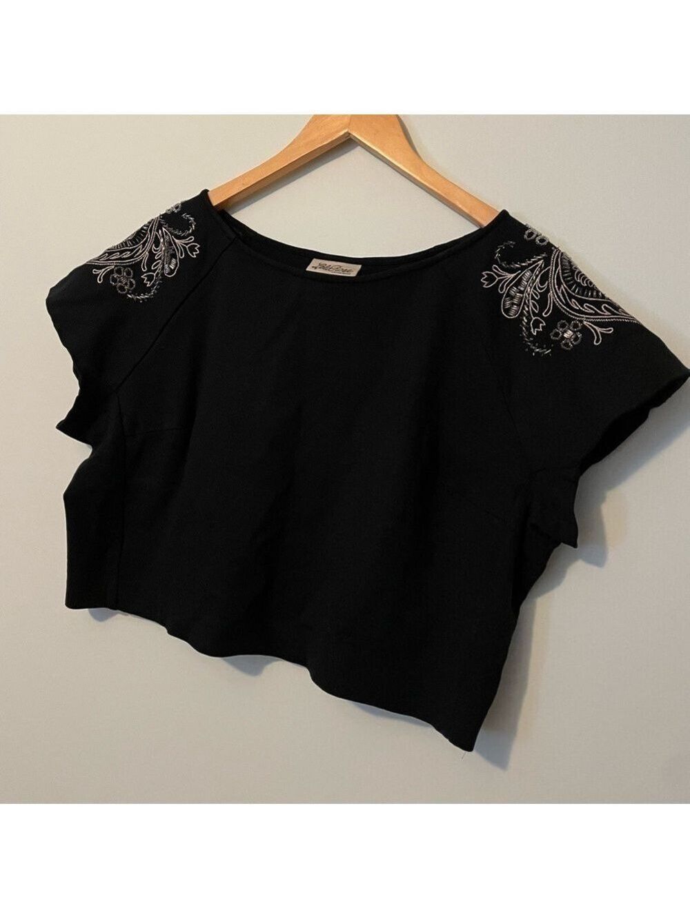 Lela Rose Lane Bryant Crop Top Beaded Black Size 14 - Picture 2 of 6